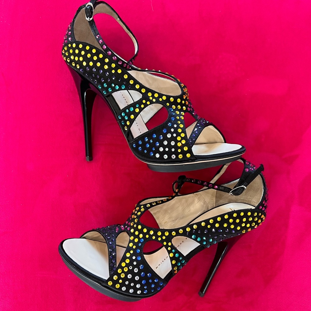 Never worn Giuseppe Zanotti Multi Black, Blue, Yellow, Pink Sandals - Picture 6 of 9